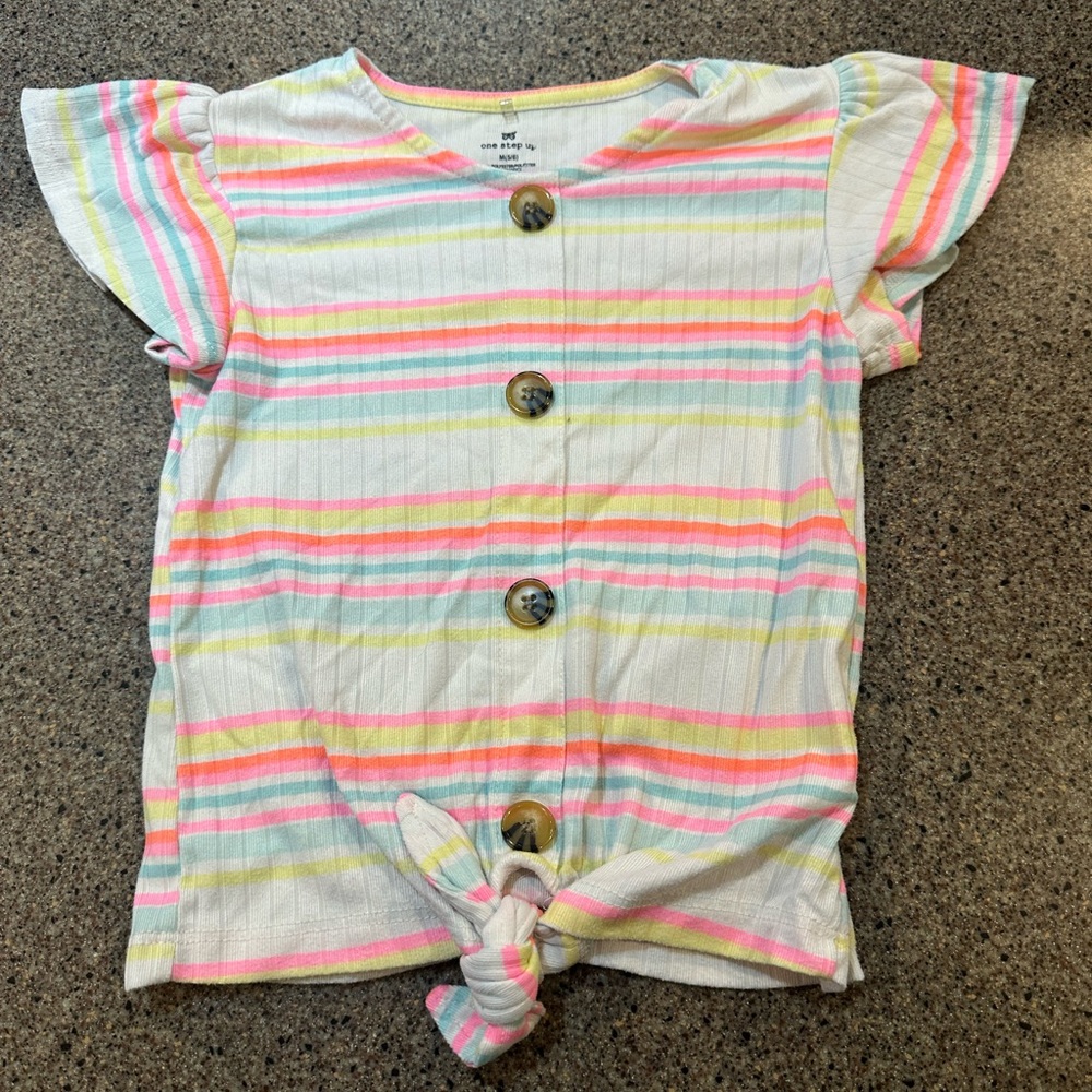 One Step Ahead Pastel Striped Button Down Shirt